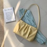Niche design pleated cloud bag, soft PU small square bag, solid color, fashionable shoulder bag for women.